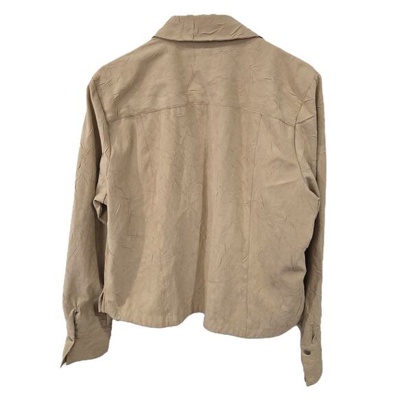 Coldwater Creek PXL Women's Tan Textured Full Zip Roll Tab Sleeves Jacket - Picture 6 of 10